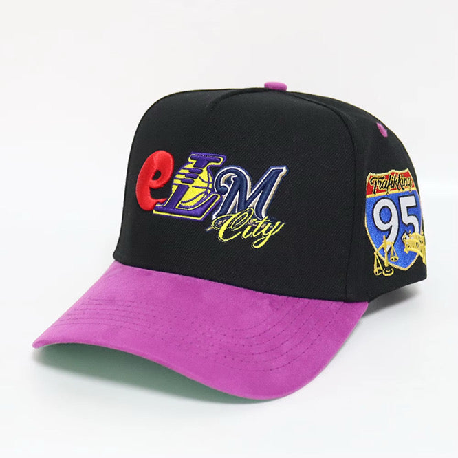 Elm City Men's Snapback Hat - Black/Pink