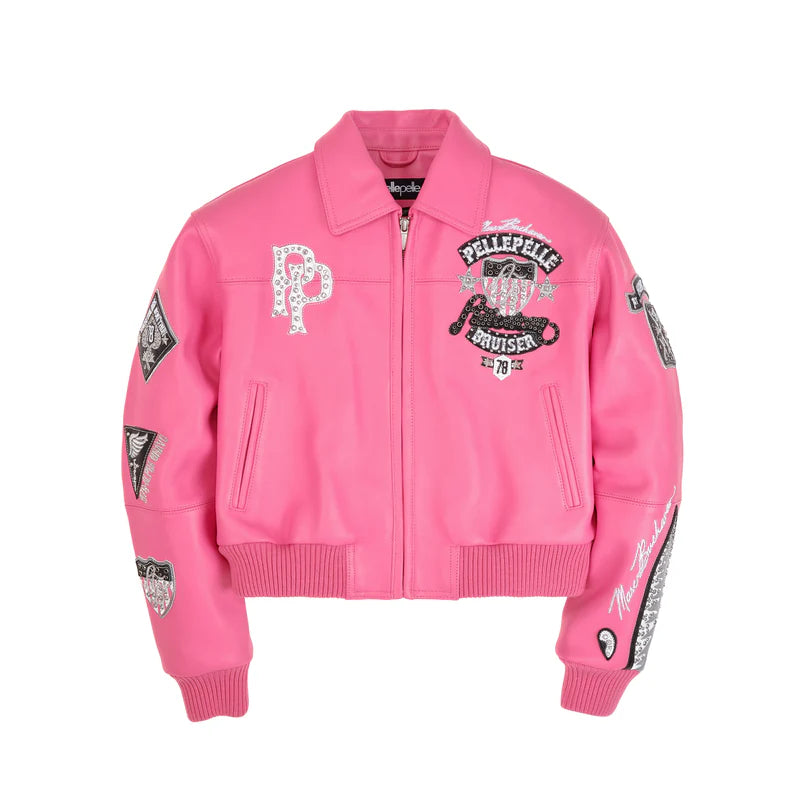 Pelle Pelle - American Bruiser Plush Womens Crop Jacket - Pink