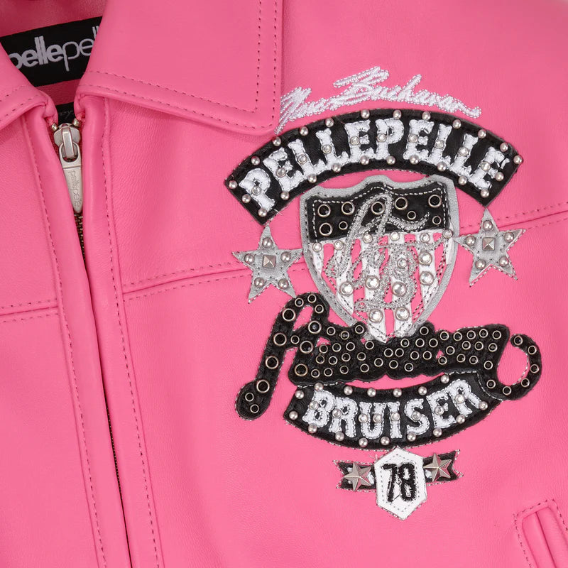 Pelle Pelle - American Bruiser Plush Womens Crop Jacket - Pink