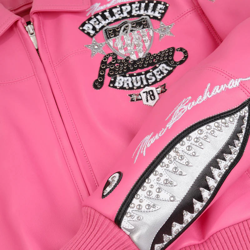 Pelle Pelle - American Bruiser Plush Womens Crop Jacket - Pink