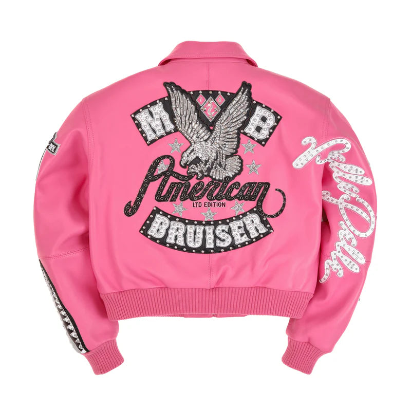 Pelle Pelle - American Bruiser Plush Womens Crop Jacket - Pink