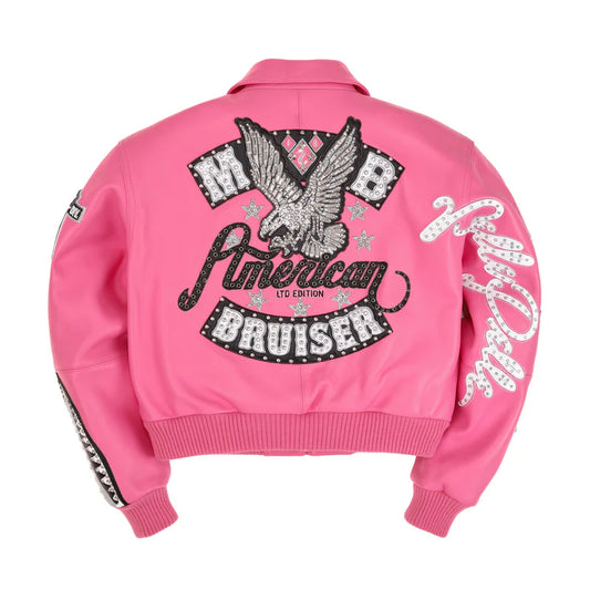 Pelle Pelle - American Bruiser Plush Womens Crop Jacket - Pink