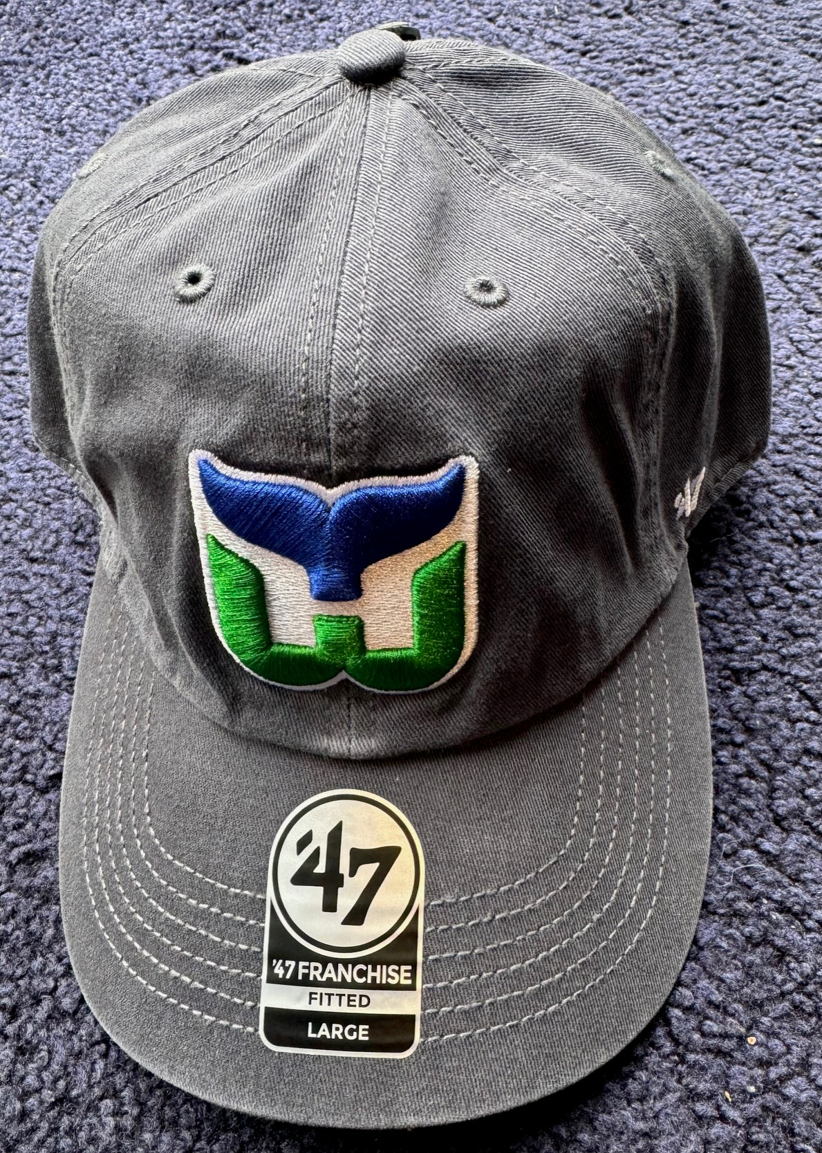 HARTFORD WHALERS Vintage Classic '47 Franchise Fitted Dad Hat Charcoal