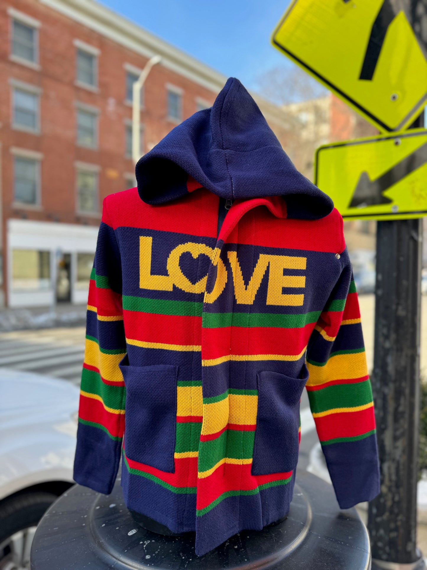 LOVE SWEATER CARDIGAN HOODY WITH ZIPPER ROKU STUDIO BRAND