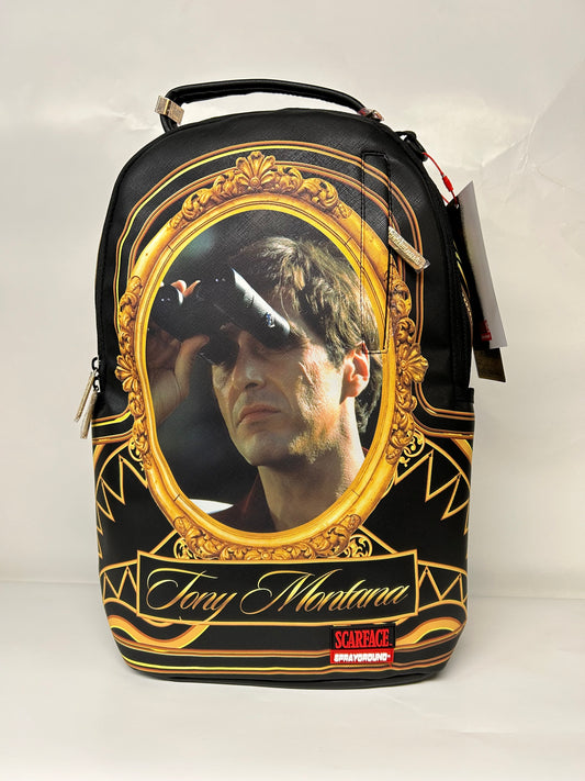 Sprayground Scarface Binoculars Backpack DLXV Gold Frame Limited Edition