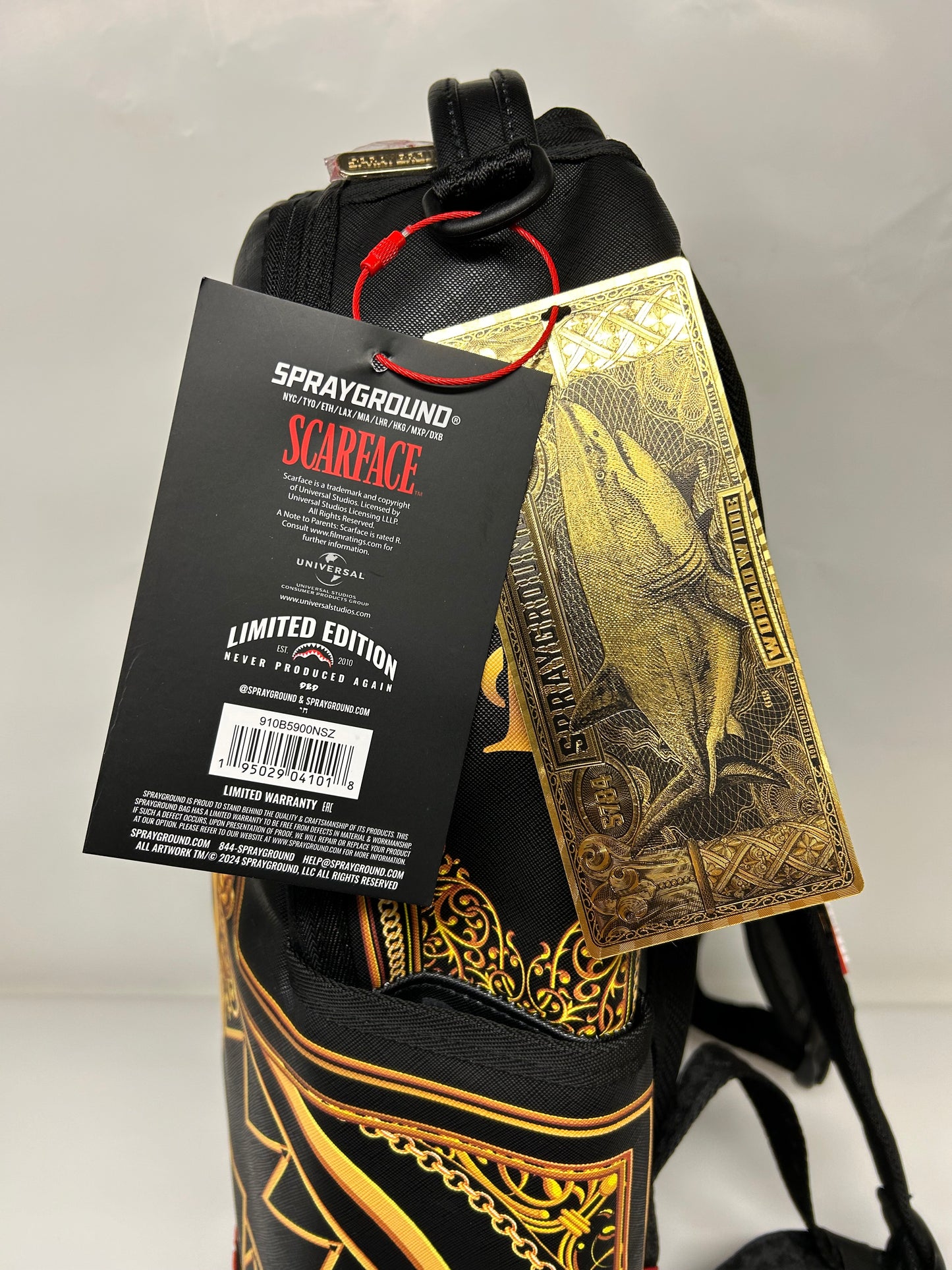 Sprayground Scarface Binoculars Backpack DLXV Gold Frame Limited Edition