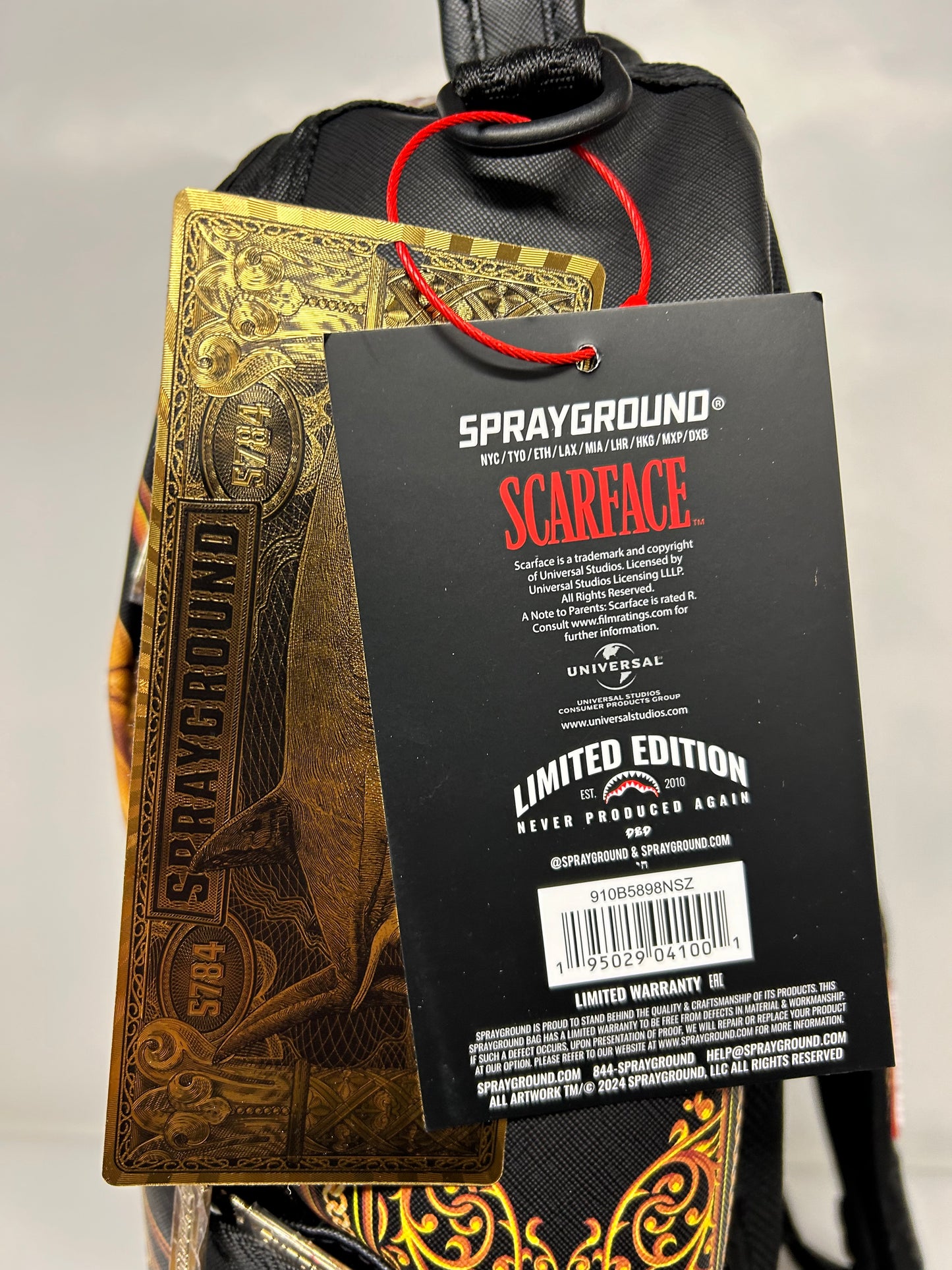 Sprayground Scarface Stairs Backpack DLXV Gold Frame Limited Edition