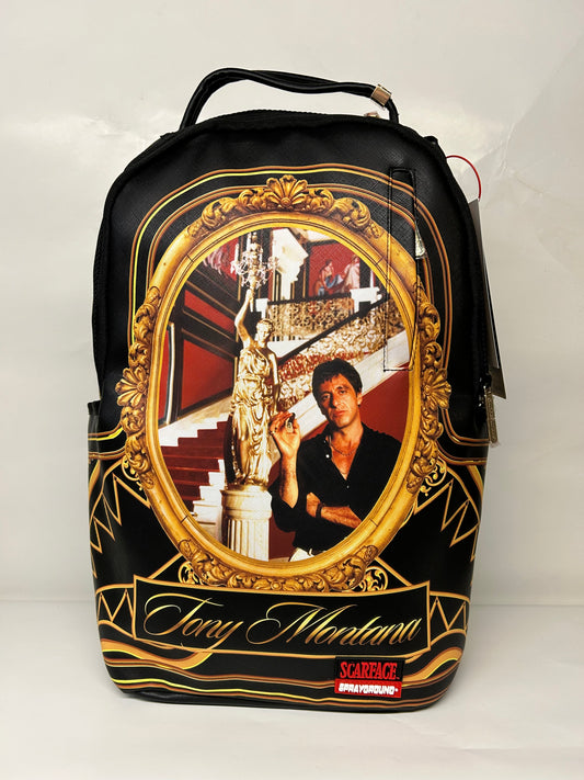 Sprayground Scarface Stairs Backpack DLXV Gold Frame Limited Edition