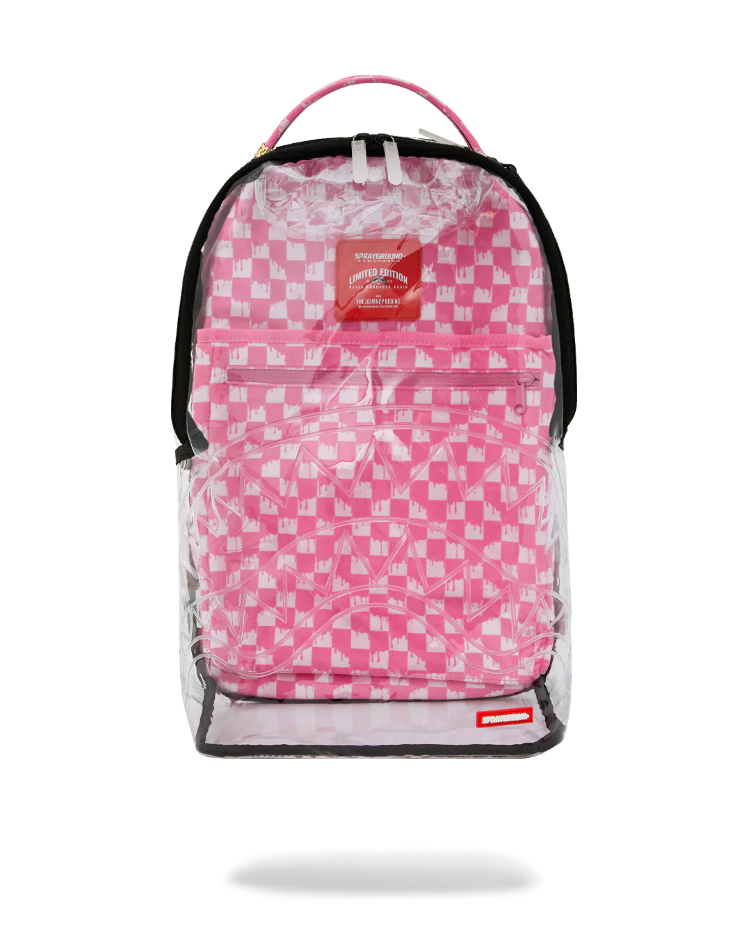 Sprayground - Clear DLX Backpack - Checked Out (Pink Drip)
