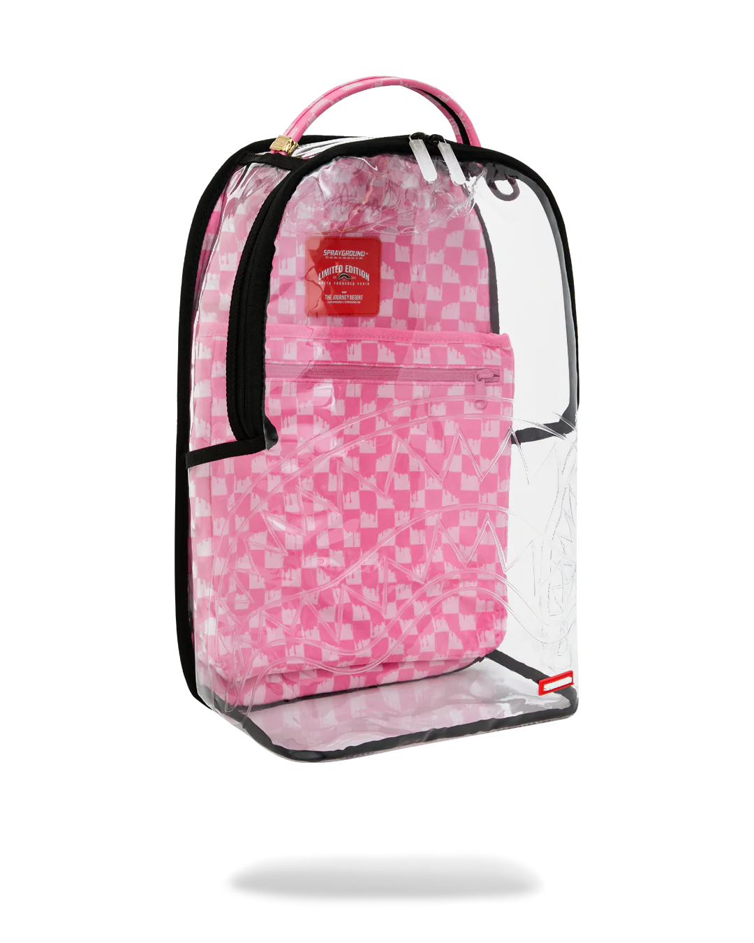 Sprayground - Clear DLX Backpack - Checked Out (Pink Drip)