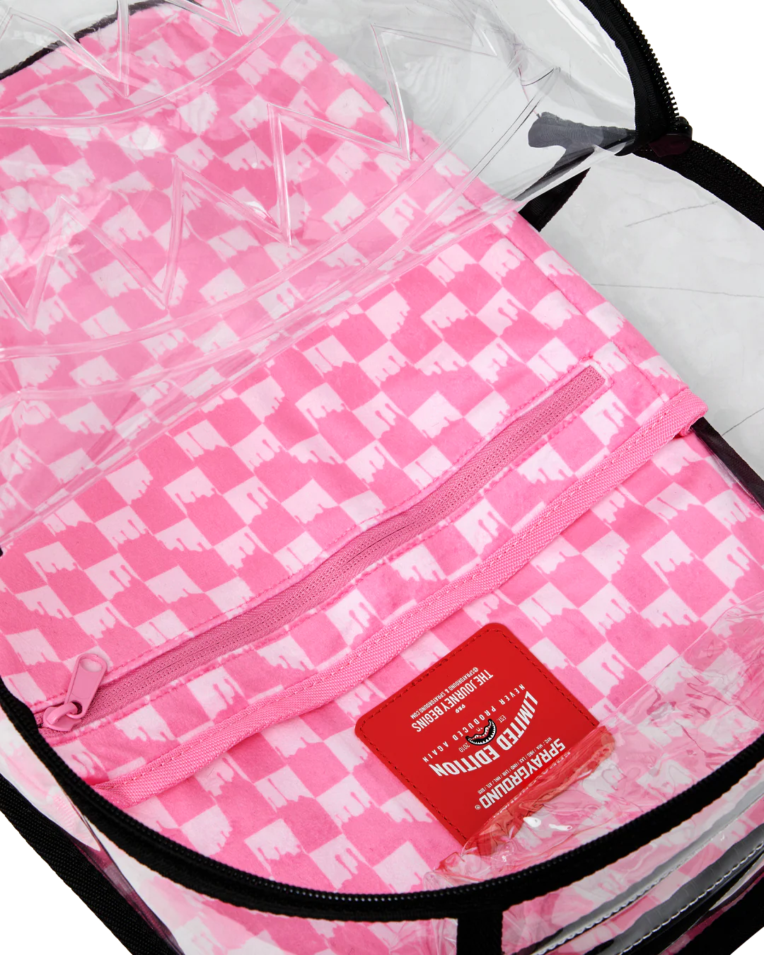 Sprayground - Clear DLX Backpack - Checked Out (Pink Drip)