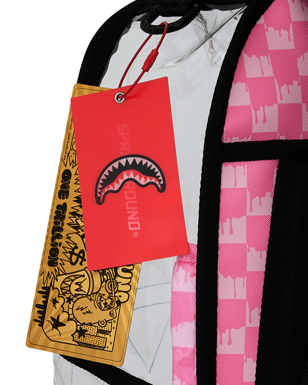 Sprayground - Clear DLX Backpack - Checked Out (Pink Drip)